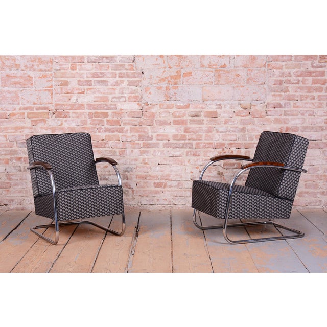 1930s Bauhaus Armchairs in Beech and Chrome from Mücke-Melder, Czech, 1930s, Set of 2 For Sale - Image 5 of 16