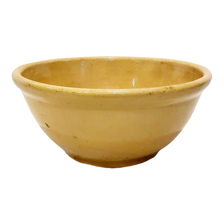 Antique Primitive 1850s Large Yellow Ware Pottery Mixing Bowl Chairish
