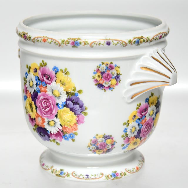 Vintage Limoges Porcelain Floral Vase/Cachepot | Ouragan - Ulysse, Paris, Made in France For Sale - Image 4 of 6