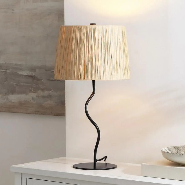 Rustic Ziggi 24.25" Paper Rope Squiggle Table Lamp For Sale - Image 3 of 3
