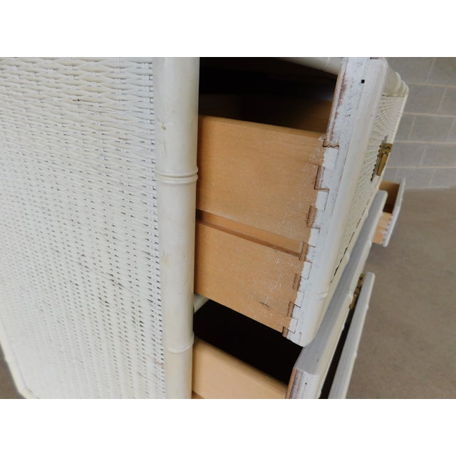Faux Bamboo Campaign Style Wicker Dresser Coastal Style Attributed to Henry Link For Sale - Image 11 of 16