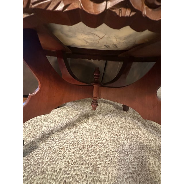 Vintage Oval Marble-Top Coffee Table With Carved Floral Apron (Nice) For Sale - Image 9 of 12