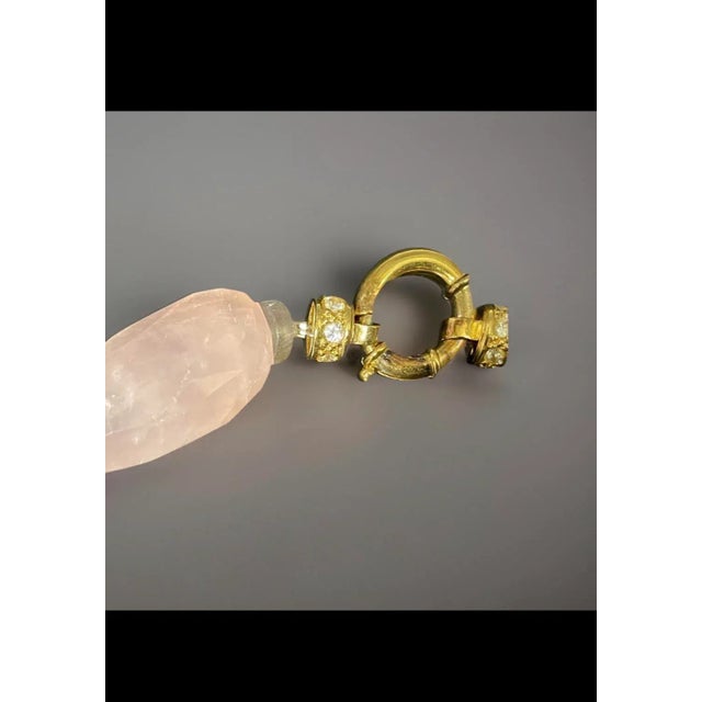 Contemporary Gemstone Necklace Rose Quarts & Labradorite Substantial 45mm. Chunks With Sterling Silver Clasp For Sale - Image 3 of 4