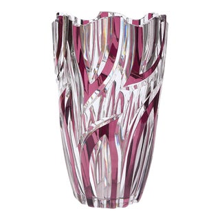 Mid Century Translucent Crystal & Violet Tourmaline Vase by Val St. Lambert For Sale