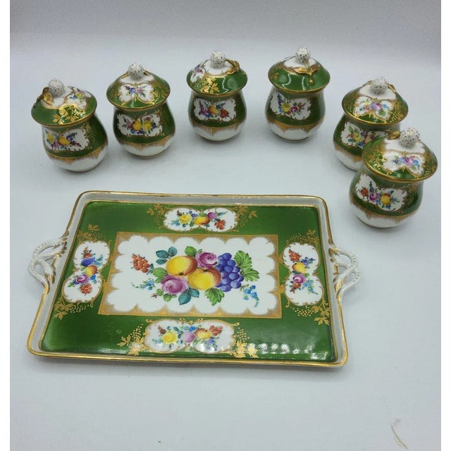 19th Century Porcelain Chocolate Cup Set with Tray, Set of 7 For Sale - Image 4 of 13
