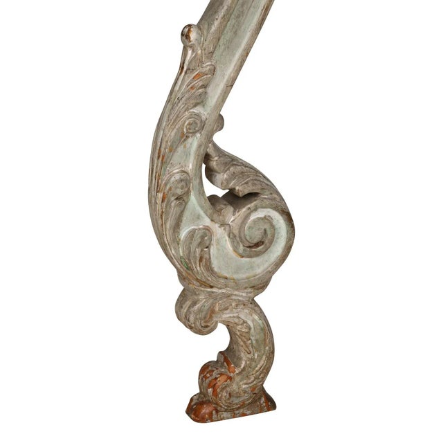 Mid-Century Modern Vintage Marble Top Three Legged Side Table With Wood Base and Serge Roche Inspired Carved Detail For Sale - Image 3 of 4