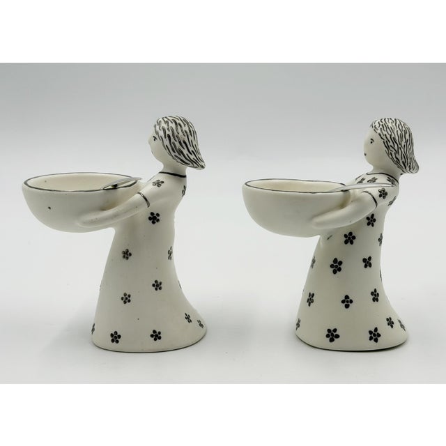 Silver 1990s Emilia Castillo "The Couple" Bisque Porcelain Salt Cellars & Sterling Spoons Set - 4 pcs For Sale - Image 8 of 18