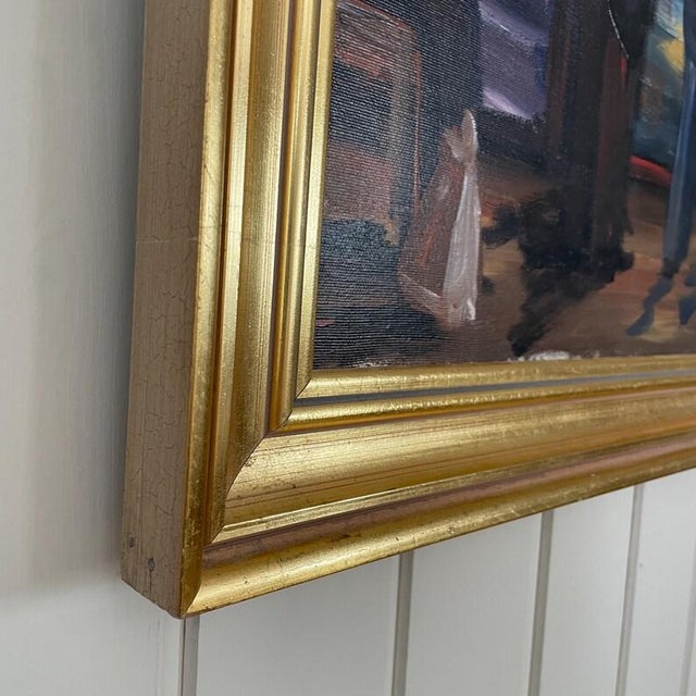 1930s Early Swedish Modernist Interior Scene Oil Painting by Göte Lundberg For Sale - Image 9 of 14