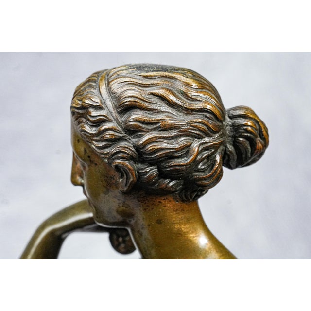 Neoclassical Antique Victorian Bronze Statue Sculpture of Woman For Sale - Image 10 of 16