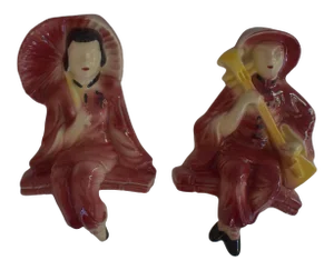 1950s Asian Male and Female Wall Hangers - Pair