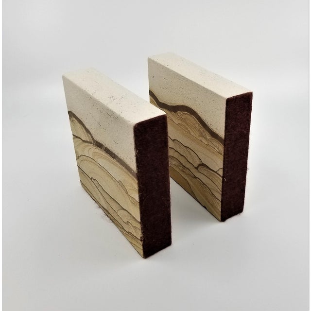 Sandstone Bookends Vintage a Pair Organic Modern Decor Rock Specimen