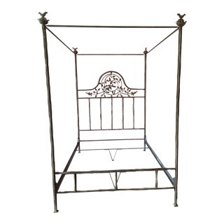 Branch and Bird Motif Canopy Queen Bed For Sale