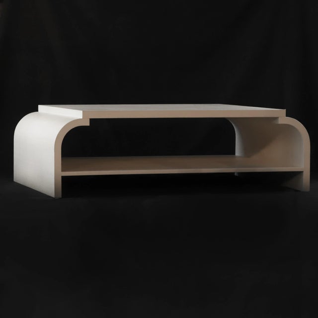 2010s Vintage Raffia Covered White Cocktail Table For Sale - Image 5 of 13