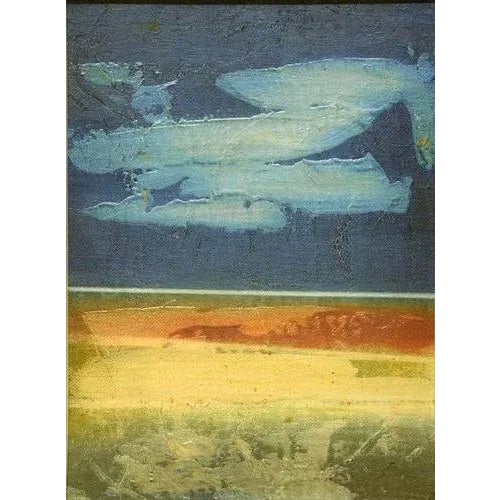 Modern Mario Sinisca, Blue Horizon, Mixed Media, 1960s For Sale - Image 3 of 3