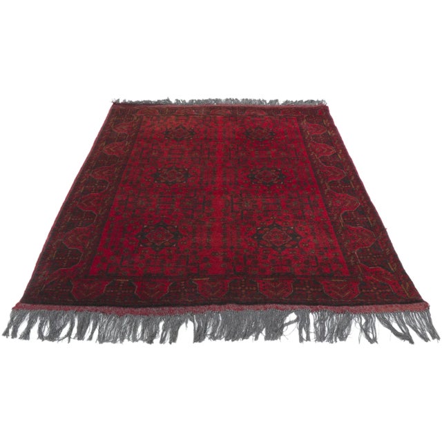 Jacobean Mid 20th Century Vintage Persian Turkoman Rug, 04'02 X 06'07 For Sale - Image 3 of 9