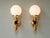 Hollywood Regency Brass Wall Sconces with White Opaline Glass Globes, 1970s, Set of 2 For Sale - Image 4 of 13