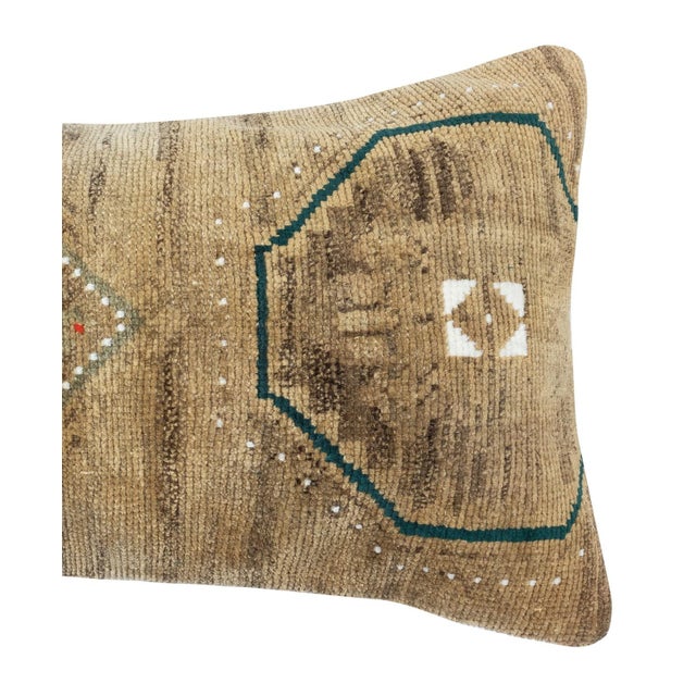 Traditional 16"x28" Traditional Wool Cushion Cover. Handmade Rug Pillow. Lumbar Pillow Cover For Sale - Image 3 of 4