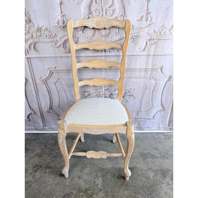 Set of 10 19th Century French Provincial Bleached Oak Ladderback Dining Chairs For Sale In Los Angeles - Image 6 of 18