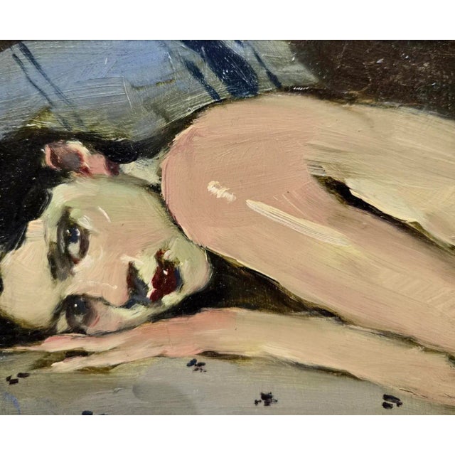 Early 20th Century Malcolm Liepke -Girl Reclined on Her Side-Oil Painting For Sale - Image 5 of 8