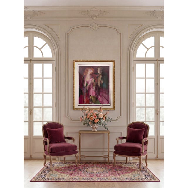 Linda Le Kinff “Robe du Soir” seriolithograph in color on paper. Signed in plate. Framed large scale piece. The...