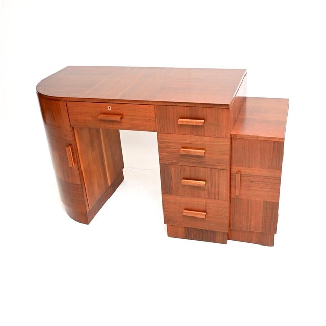 1930s Art Deco Figured Walnut Desk, 1930 For Sale - Image 5 of 16