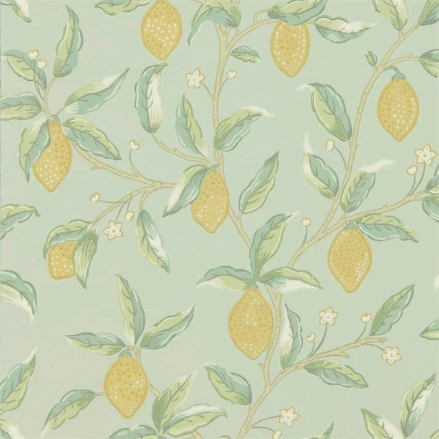 Morris & Co Lemon Tree Wallpaper in Sage For Sale