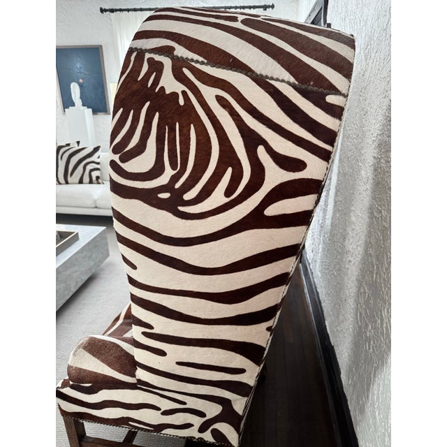Animal Skin Zebra Print Cow-Hide Dome Style Chairs, Pair For Sale - Image 7 of 12