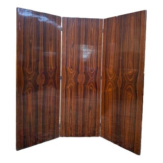 Art Deco Folding Screen in Walnut Veneer For Sale