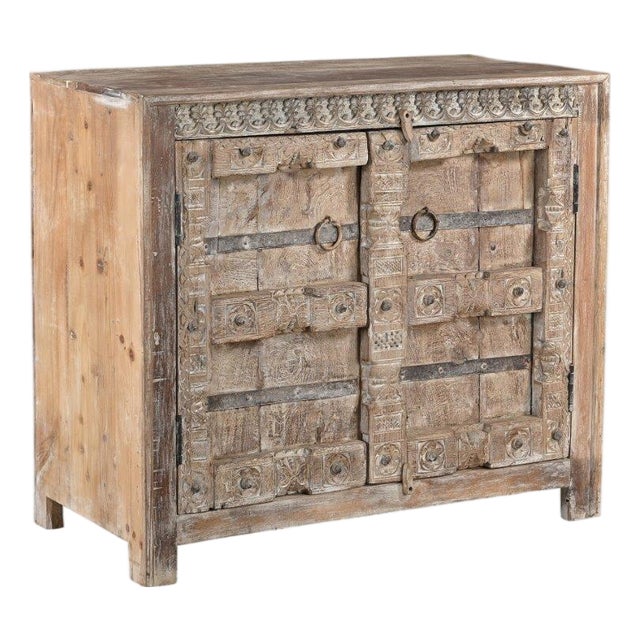 Cabinet/Buffet Constructed From Antique Indian Carved Door Panels and Reclaimed Wood For Sale