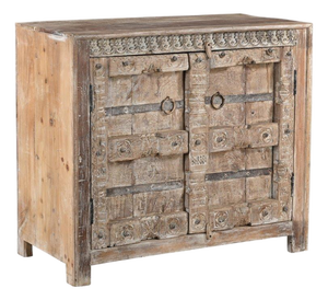 Cabinet/Buffet Constructed From Antique Indian Carved Door Panels and Reclaimed Wood