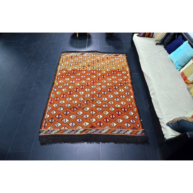 Vintage Turkish Orange Kilim Rug For Sale - Image 11 of 11