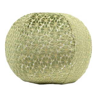 The House Of Scalamandré Petal Velvet Circle Pillow In Leaf For Sale