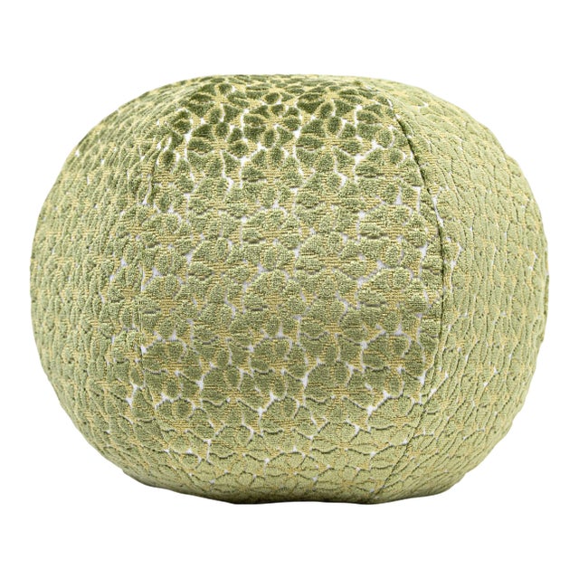 The House Of Scalamandré Petal Velvet Circle Pillow In Leaf For Sale