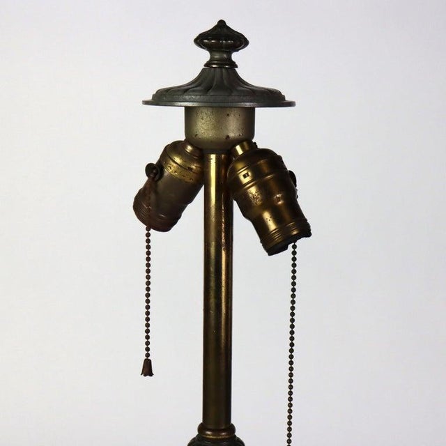 Antique Bradley & Hubbard School Arts & Crafts Reverse Painted Table Lamp C1920 For Sale - Image 6 of 10