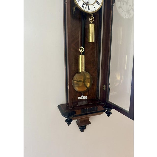 Antique Walnut Double Weight Wall Clock, 1860 For Sale - Image 6 of 9