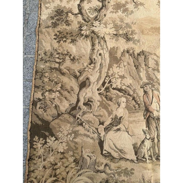 Antique French Jacquard Tapestry with Shepherds in the style of Aubusson, 1920s For Sale - Image 15 of 18