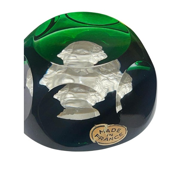 1954 Baccarat Green Crystal George Washington Sulfide Paperweight For Sale In Los Angeles - Image 6 of 7