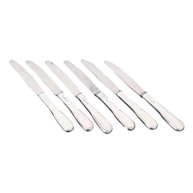 Fruit Knives in Silver and Stainless Steel by Evald Nielsen, 1930s, Set of 6 For Sale