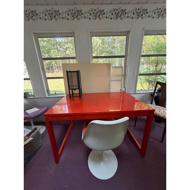 Vintage Dining Table With Extender Leaf Circa 1970s After Baughmann Style For Sale - Image 4 of 18