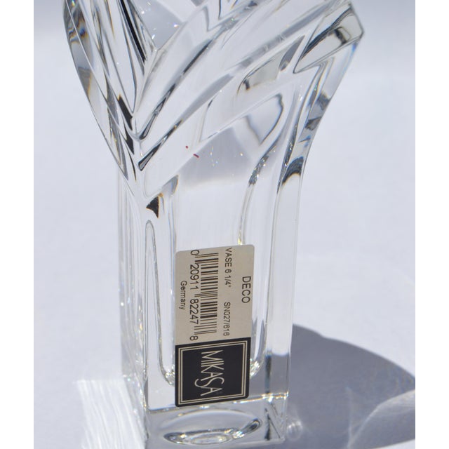 Mikasa Art Deco Heavy Crystal 8 Inch Vase v Shaped Mid-Century Modern For Sale - Image 12 of 13