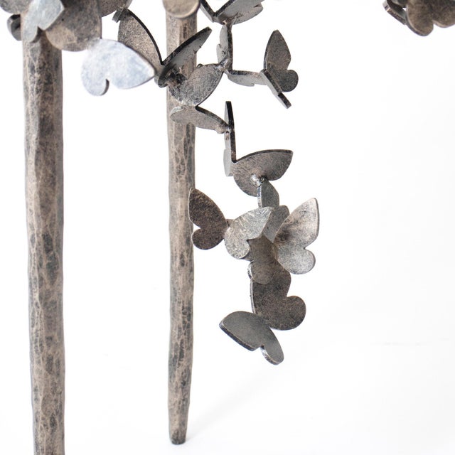 Contemporary Brilliant Gold Butterfly Accent Table Travertine For Sale - Image 3 of 6