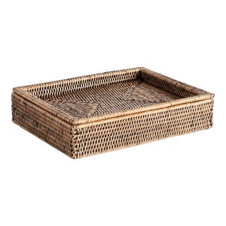 Burma Rattan Lidded Letter Box For Sale