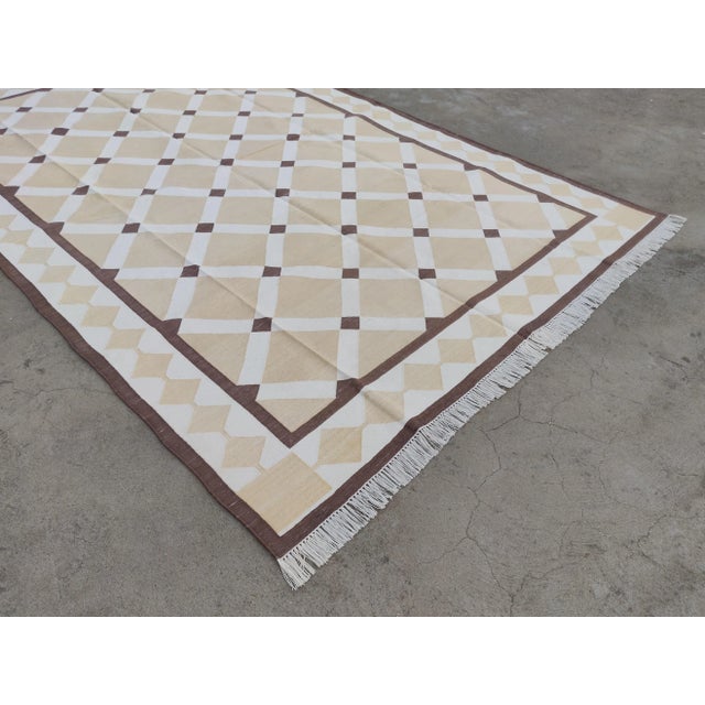 Cotton Vegetable Dyed Handmade Reversible Diamond Cross Rug For Sale - Image 6 of 11