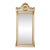 Luxury French Neoclassical Floor Mirror – White & Gold Leaf Frame With Ornate Decorative Pediment For Sale