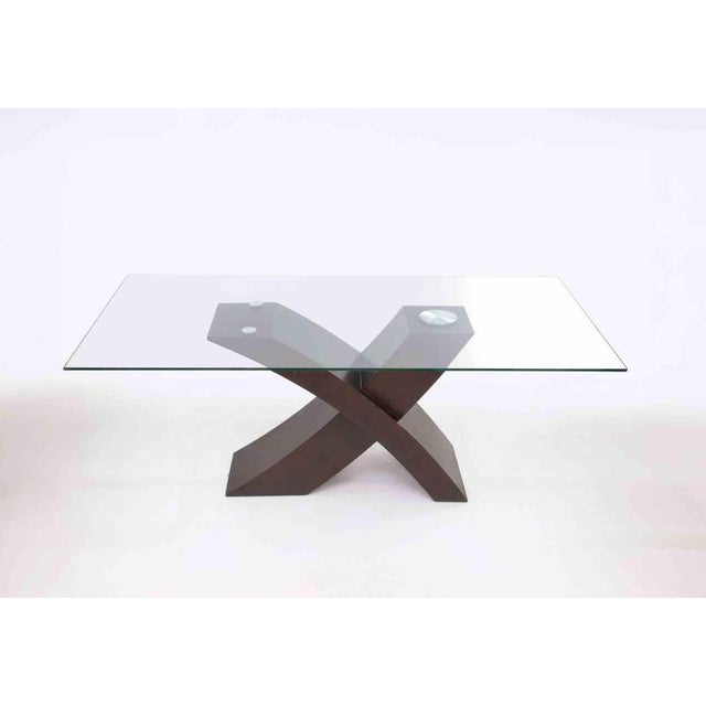 Vintage Table Mod. Bless in walnut and tempered glass. Very good condition.