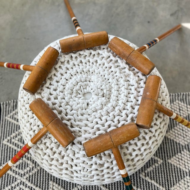 1970s 1970s Painted Band Wood Croquet Mallets-Set of 6 For Sale - Image 5 of 10