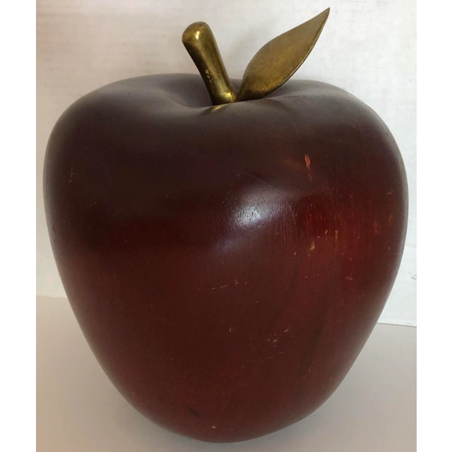 Wood Wood Apple With Solid Brass Stem For Sale - Image 7 of 7
