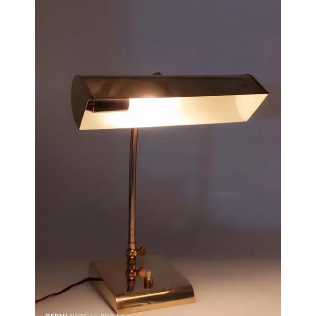 Metal Ministerial Brass Table Lamp with Swivelling Lampshade, 1950s For Sale - Image 7 of 9