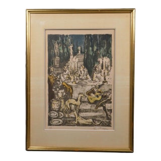 1980s Yves Brayer “Le Banquet” Signed & Numbered French Color Lithograph For Sale