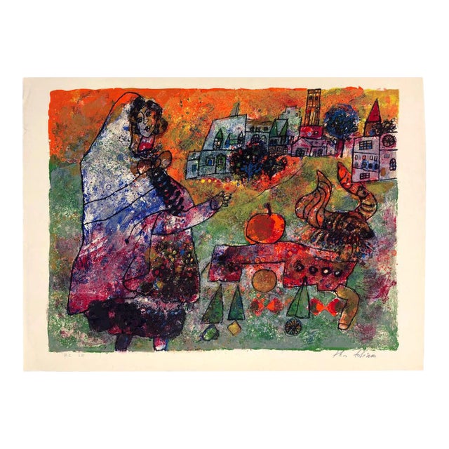 Theo Tobiasse Untitled, From the Song of Songs of King Solomon (Hand Signed Lithograph), 1975 For Sale